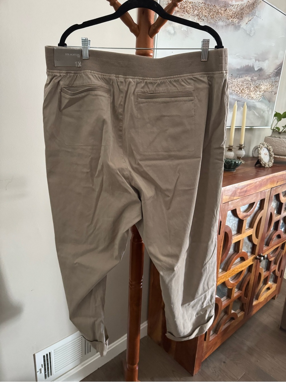 NWT Soft Surroundings Khaki Tan Capri Ankle Cropped Canvas Pants Size 1X - Picture 8 of 12